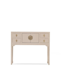 Thumbnail for Chinese Oyster Grey Painted Large 100cm Console Table 2 Doors 4 Drawers