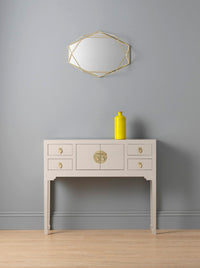 Thumbnail for Chinese Oyster Grey Painted Large 100cm Console Table 2 Doors 4 Drawers