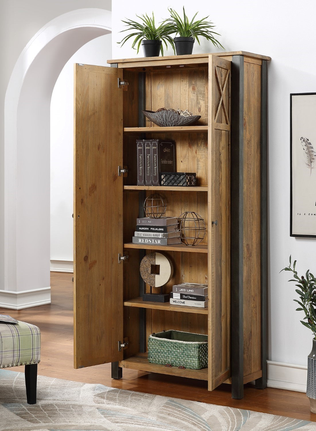 Reclaimed Wood Tall Large Storage Cabinet