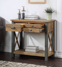 Thumbnail for Reclaimed Wood 3 Drawer Small Size Console Table With Underneath Shelf