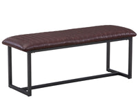 Thumbnail for Vintage Brown Leather Dining Bench