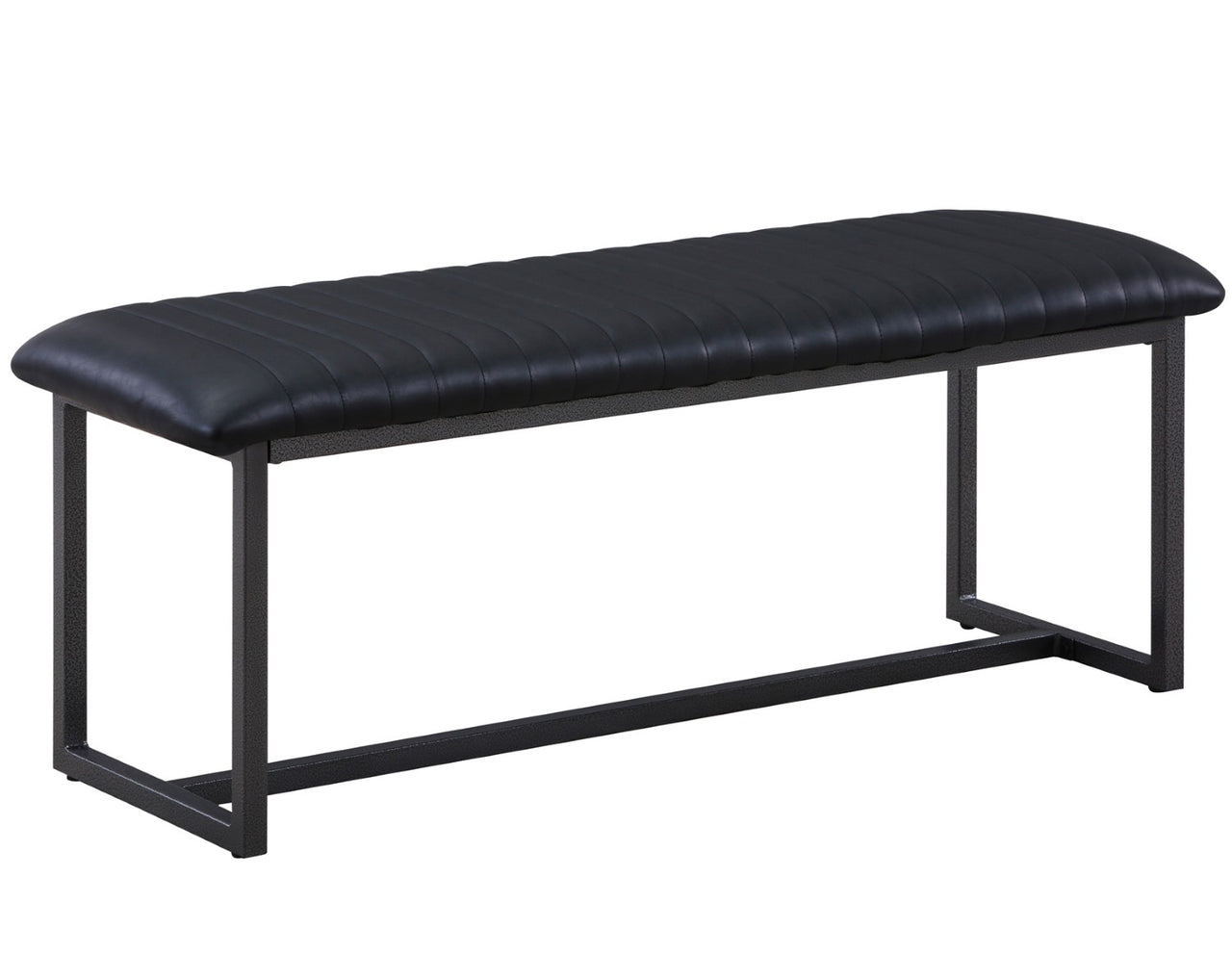 Vintage Black Leather Dining Bench