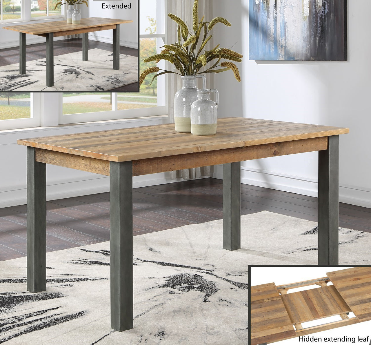 Industrial Reclaimed Wood Extending 150 to 200cm Dining Table