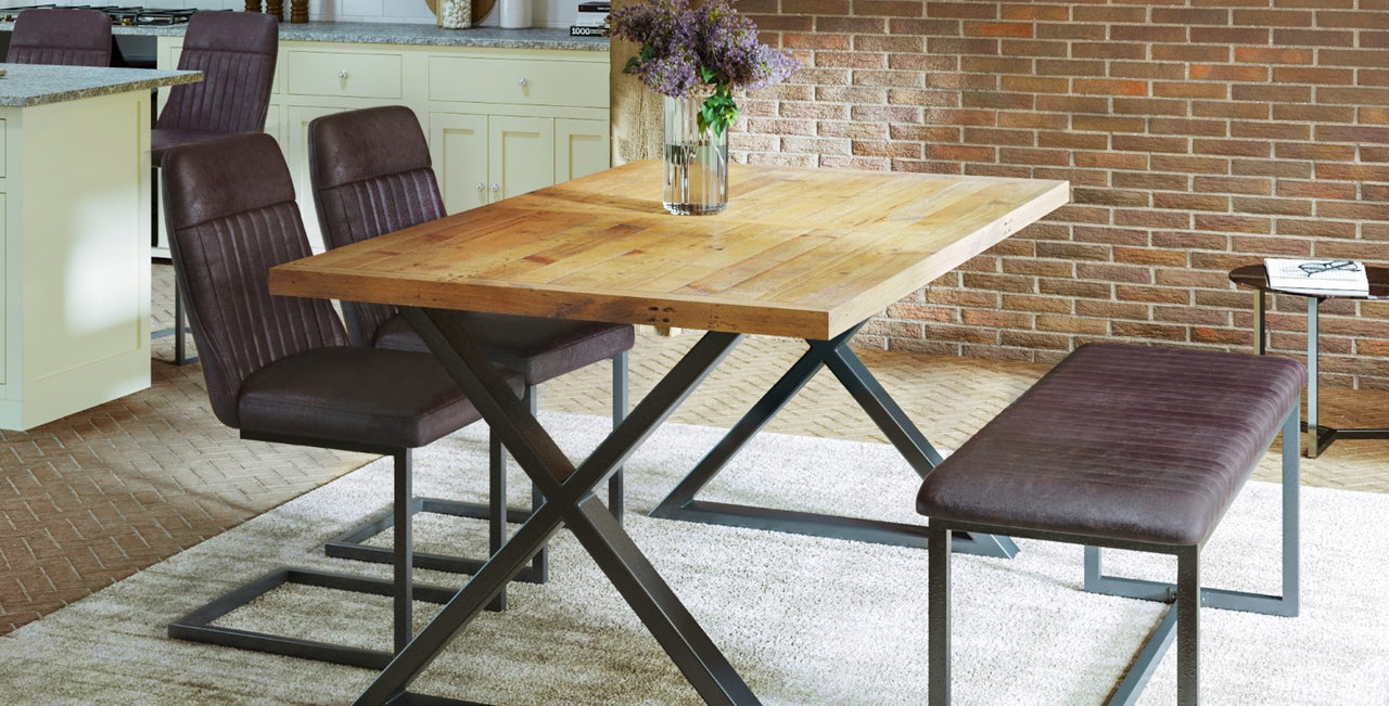 Reclaimed Wood Industrial Style Dining Table