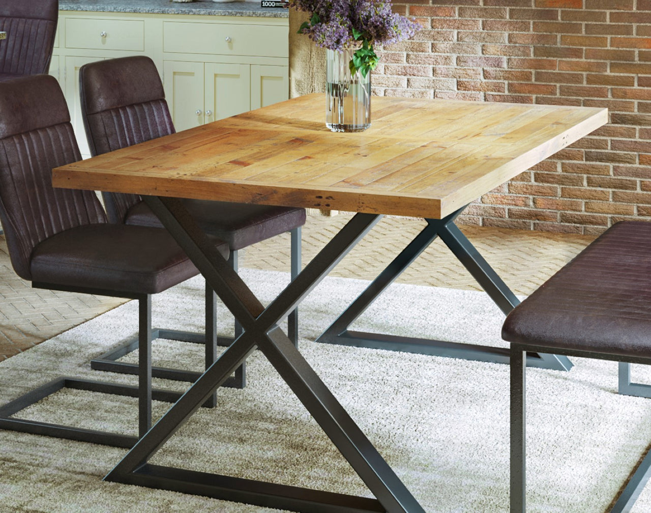 Reclaimed Wood Industrial Style Dining Table