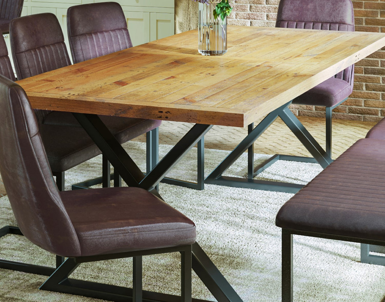 Reclaimed Table LARGE (Diagonal Leg 95cm x 230cm top) 610 Seater