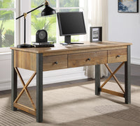 Thumbnail for Industrial Reclaimed Wood 3 Drawer Home Office Desk Dressing Table