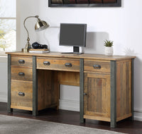 Thumbnail for Industrial Reclaimed Wood Large Twin Pedestal Desk