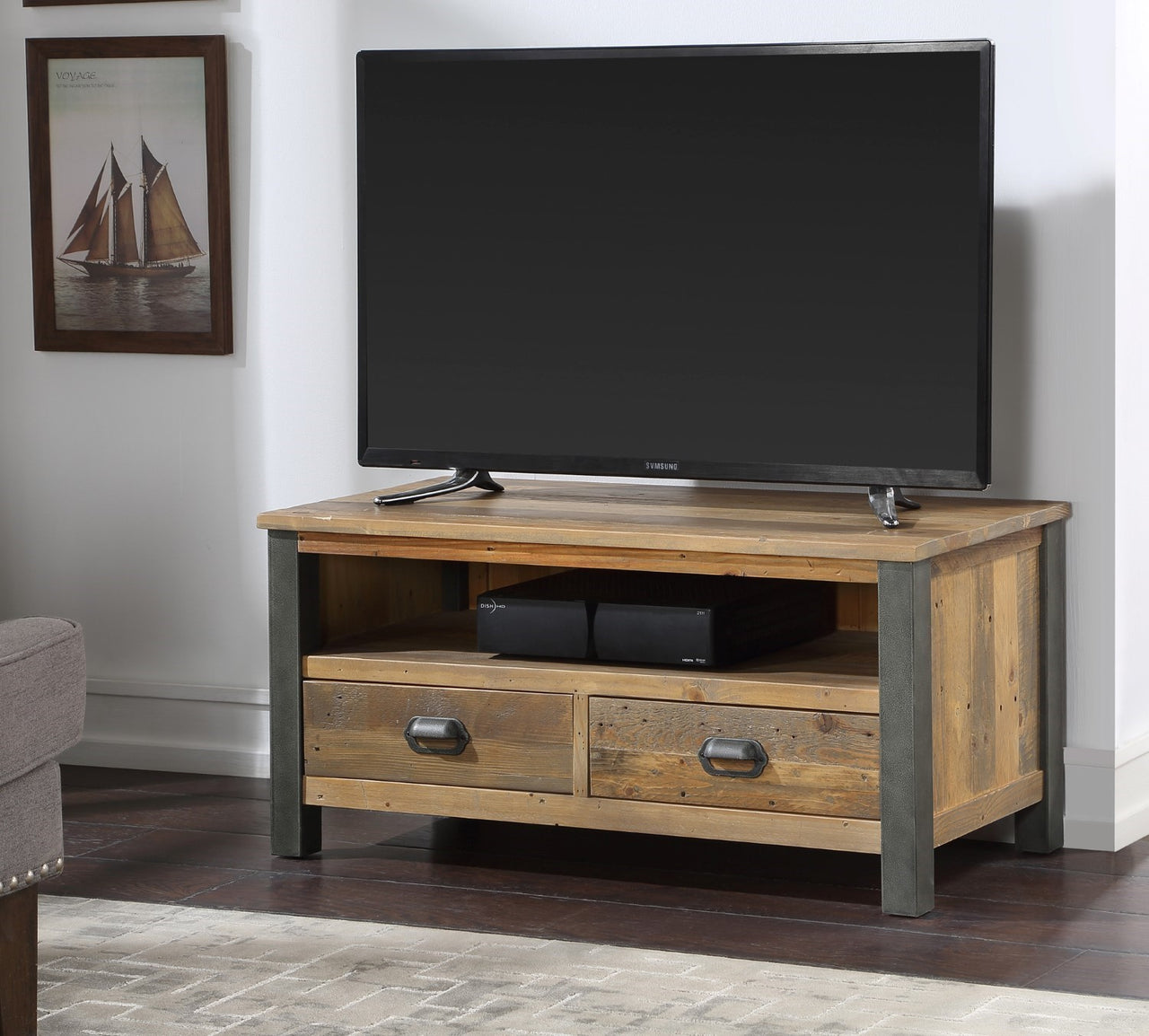 Reclaimed Wood 2 Drawer Widescreen TV Stand