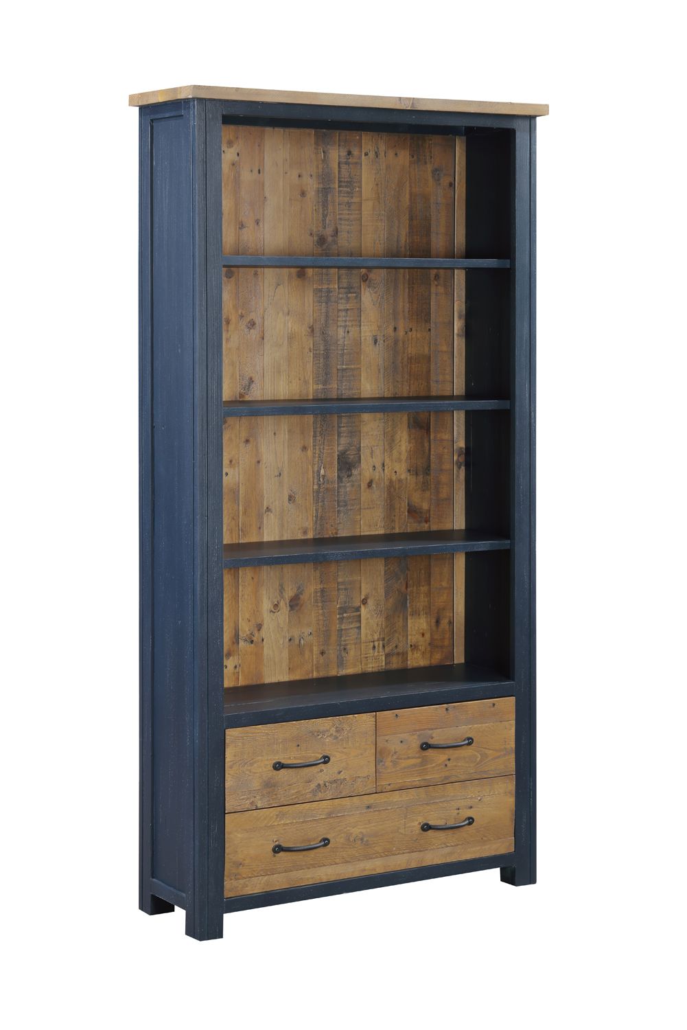 Splash of Blue Large Open Bookcase with Drawers