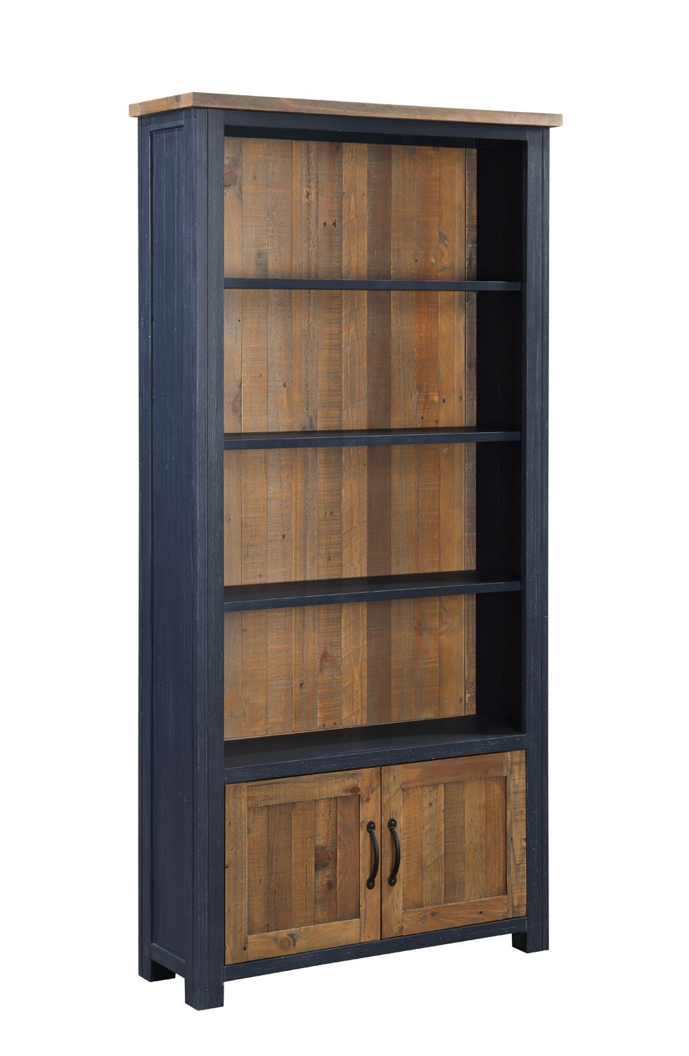 Splash of Blue Large Open Bookcase with Doors