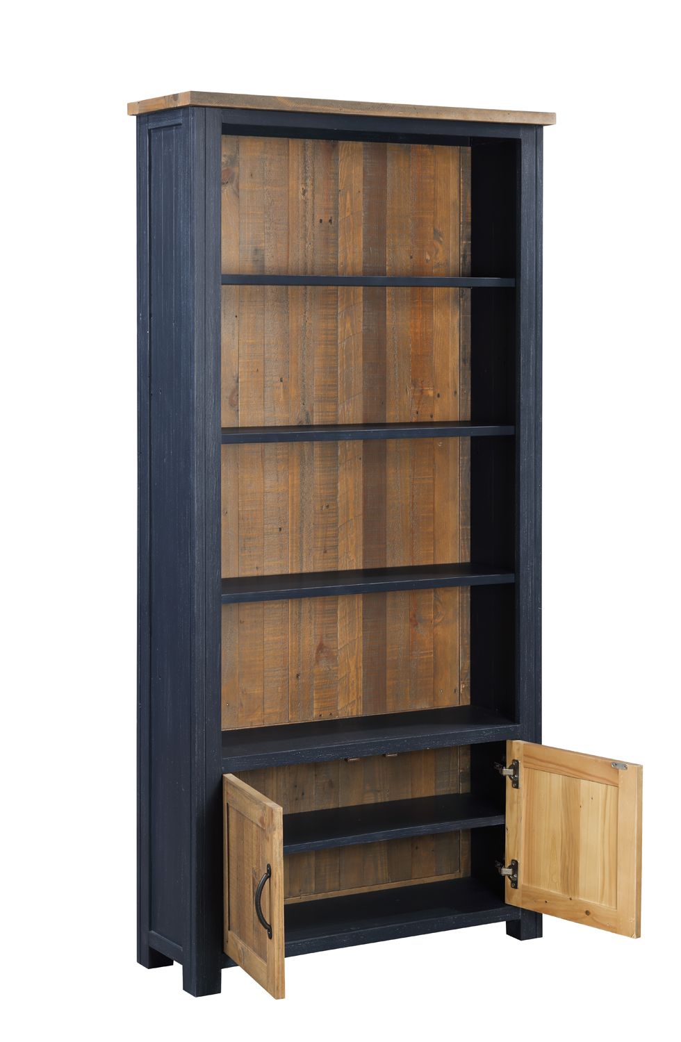 Splash of Blue Large Open Bookcase with Doors