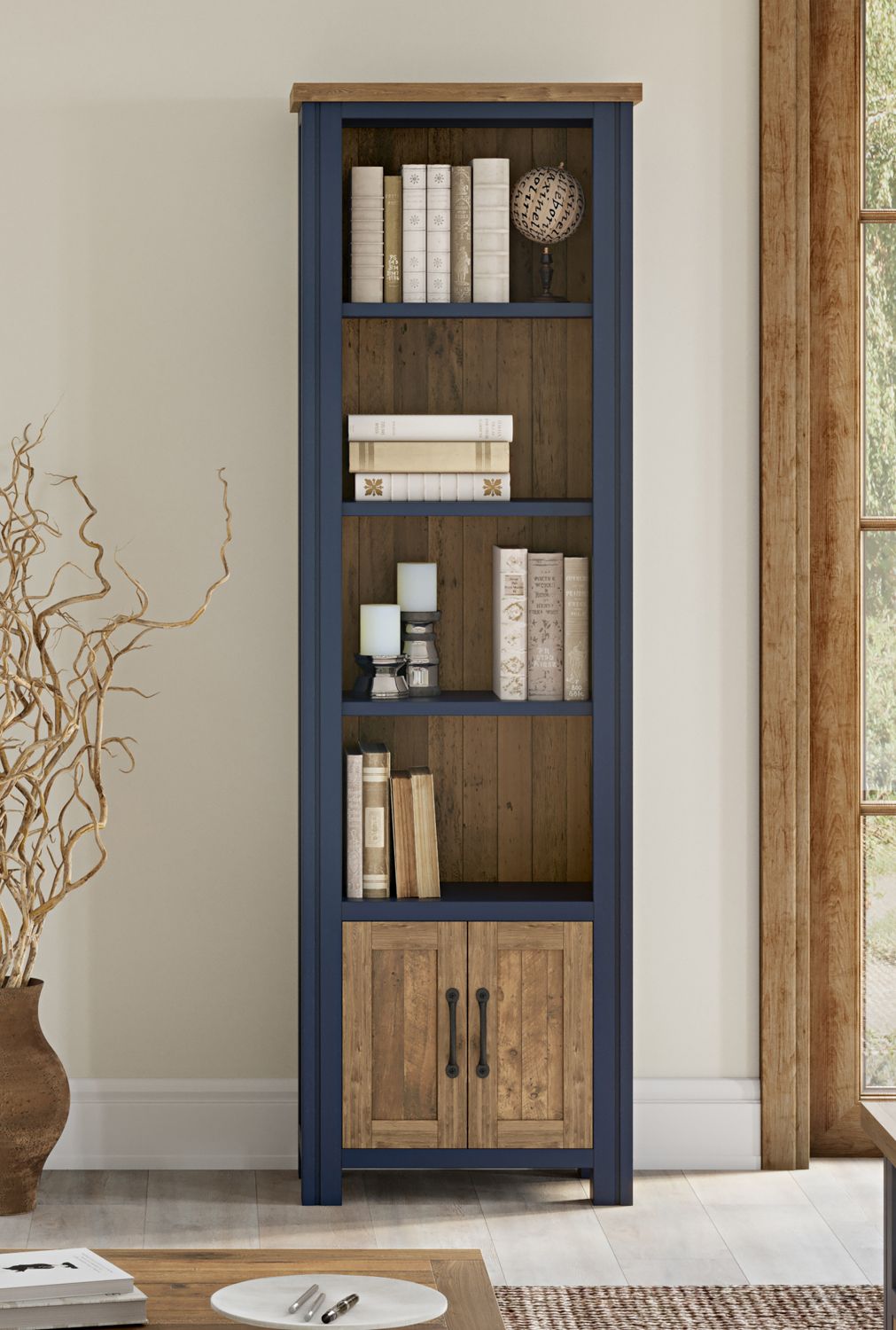 Splash of Blue Narrow Bookcase