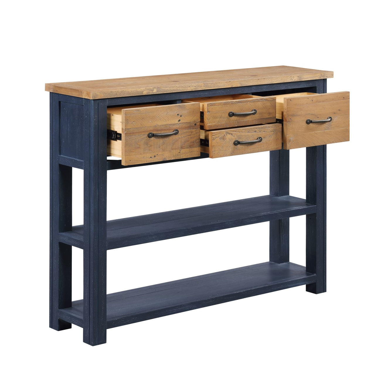 Splash of Blue Low Bookcase Console