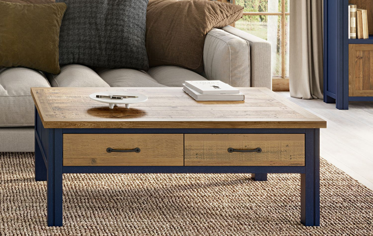 Splash of Blue Coffee Table With Four Drawers