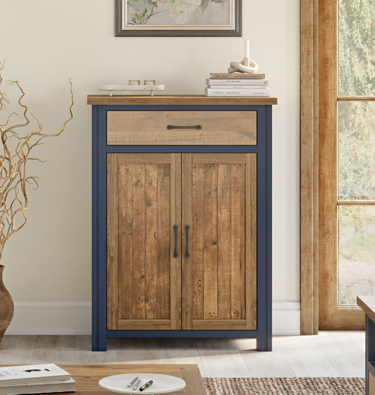 Splash of Blue Shoe Storage Cupboard With Drawer