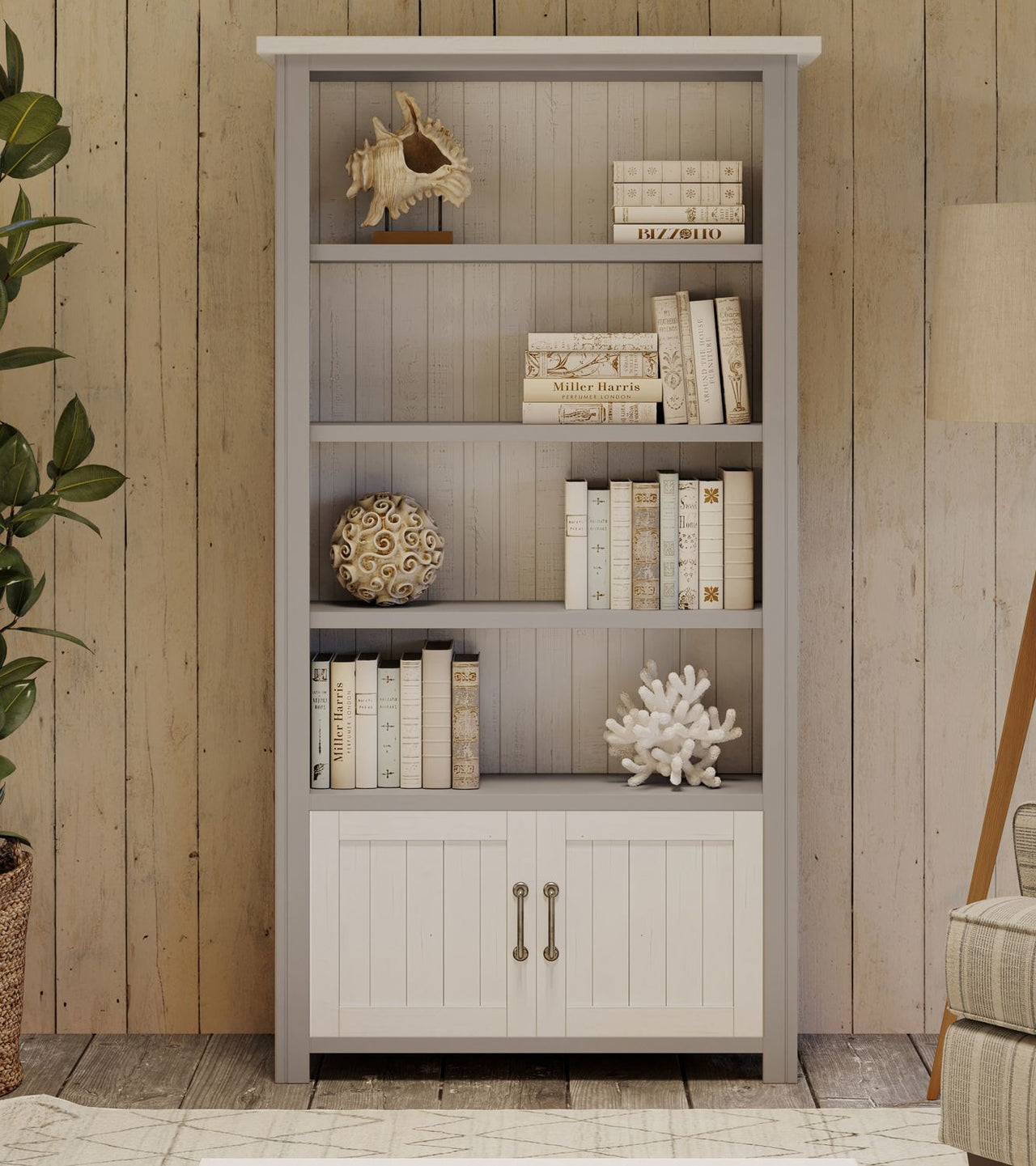 Greystone Large Open Bookcase with Doors