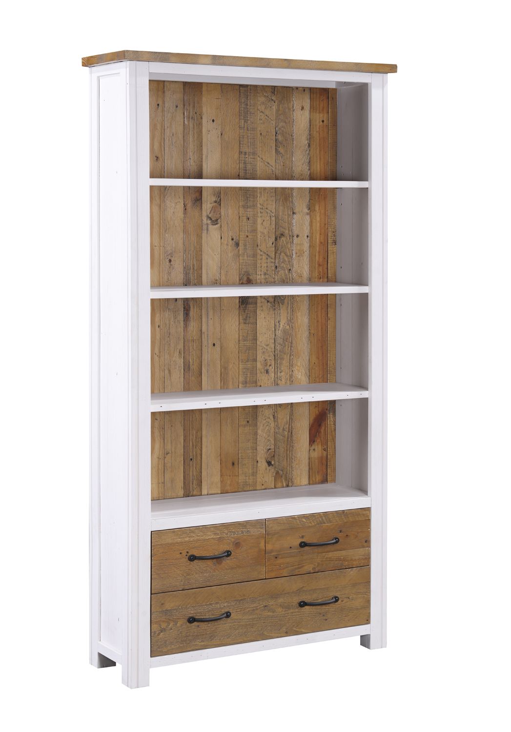 Splash of White Large Open Bookcase with Drawers