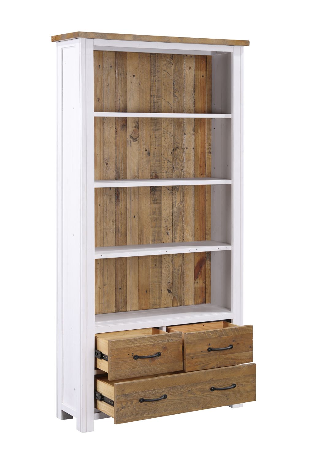 Splash of White Large Open Bookcase with Drawers