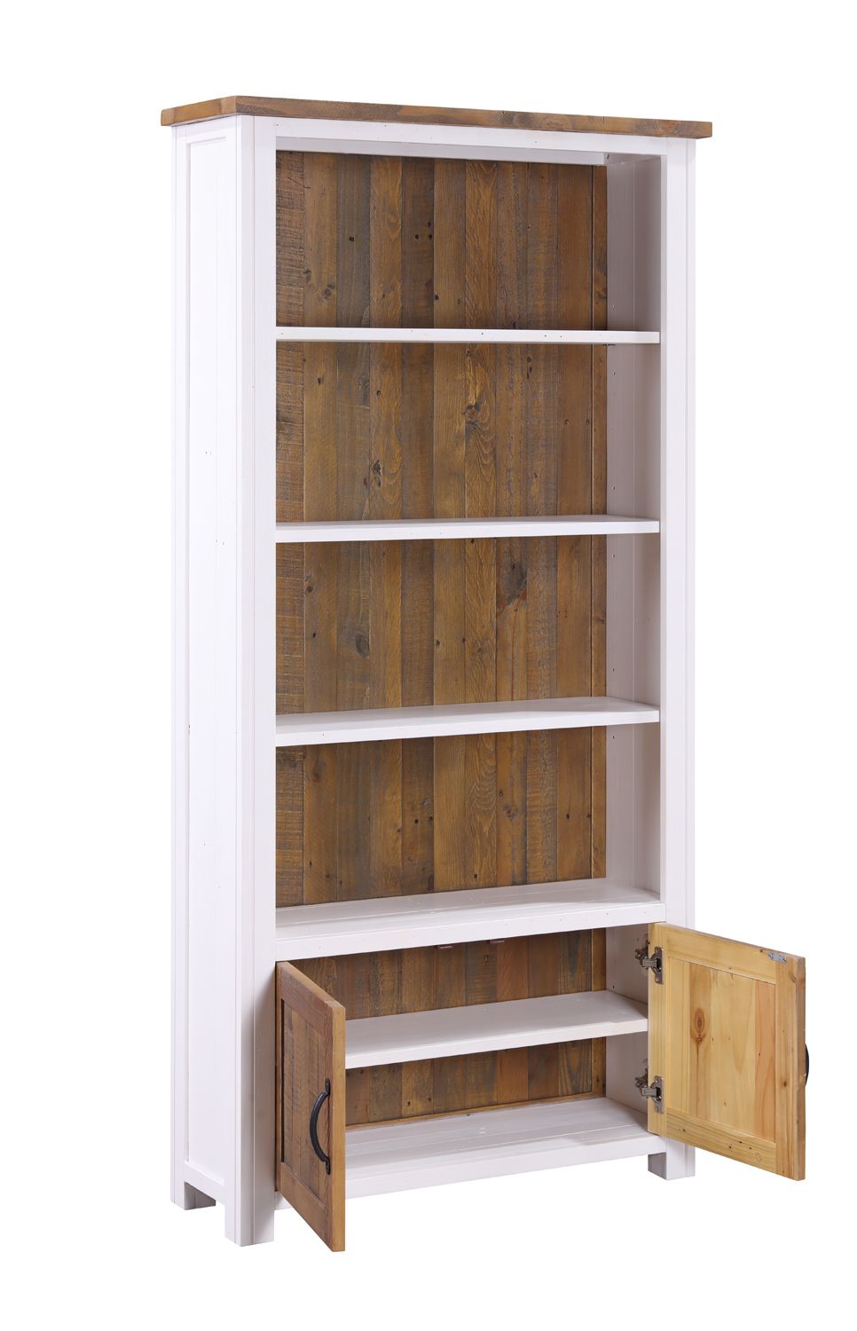 Splash of White Large Open Bookcase with Doors