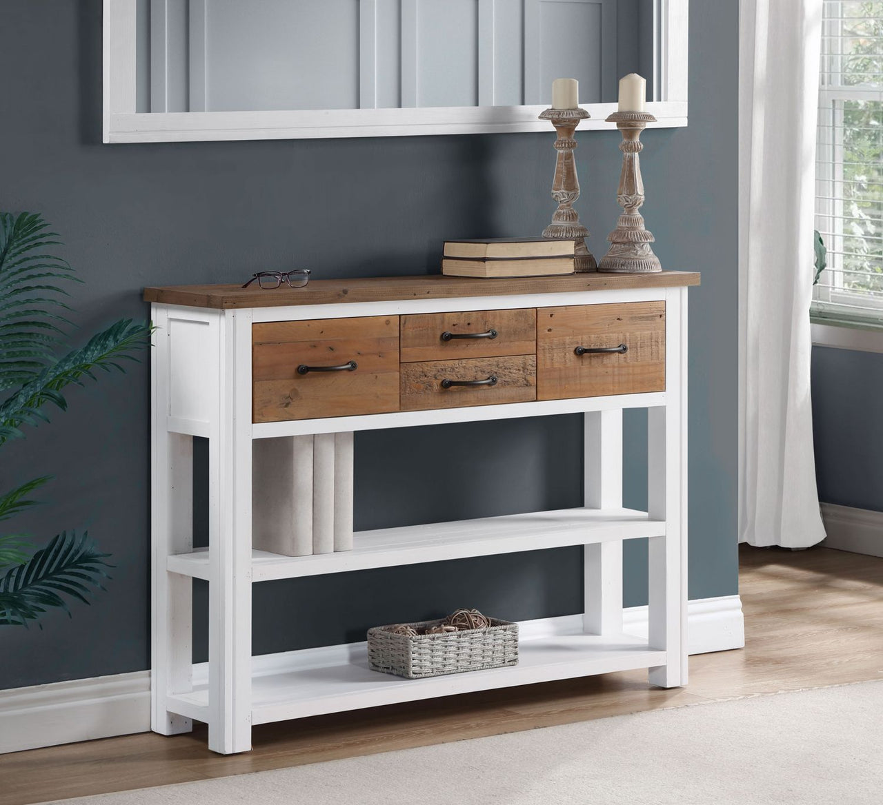 Splash of White Low Bookcase Console