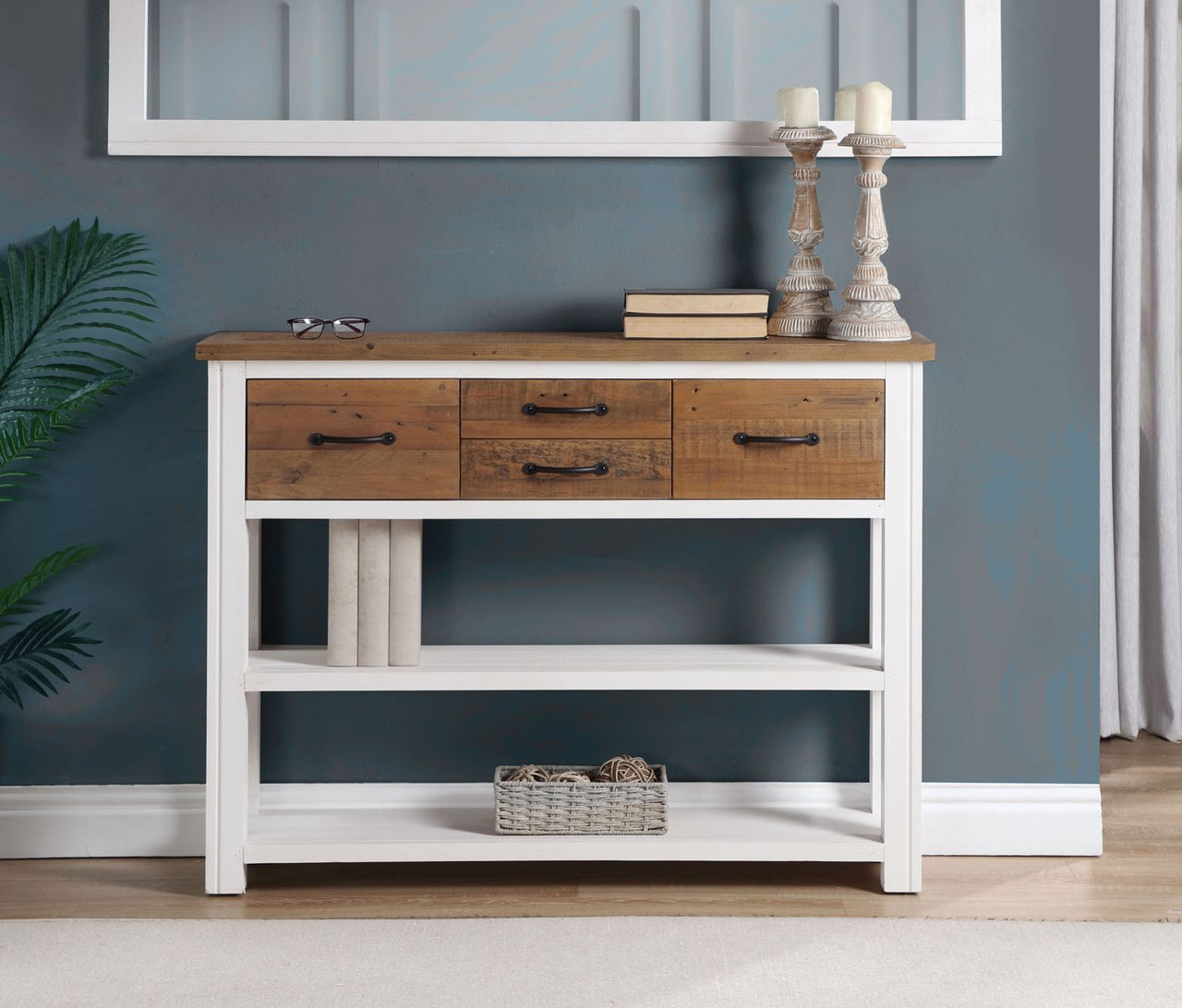 Splash of White Low Bookcase Console