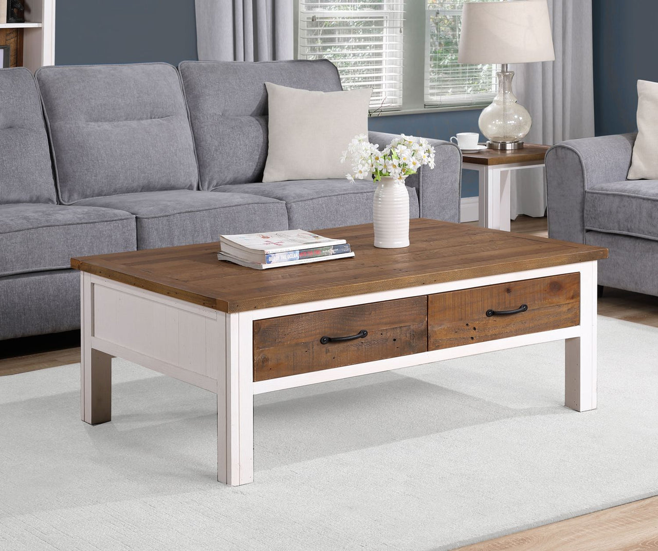 Splash of White Coffee Table With Four Drawers