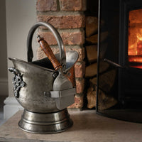 Thumbnail for Vintage Traditional Antique Pewter Coal Bucket With Hand Shovel Hearth Set